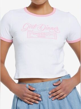 Hot Topic Girl Dinner Girls Ringer Baby T-Shirt Size Large